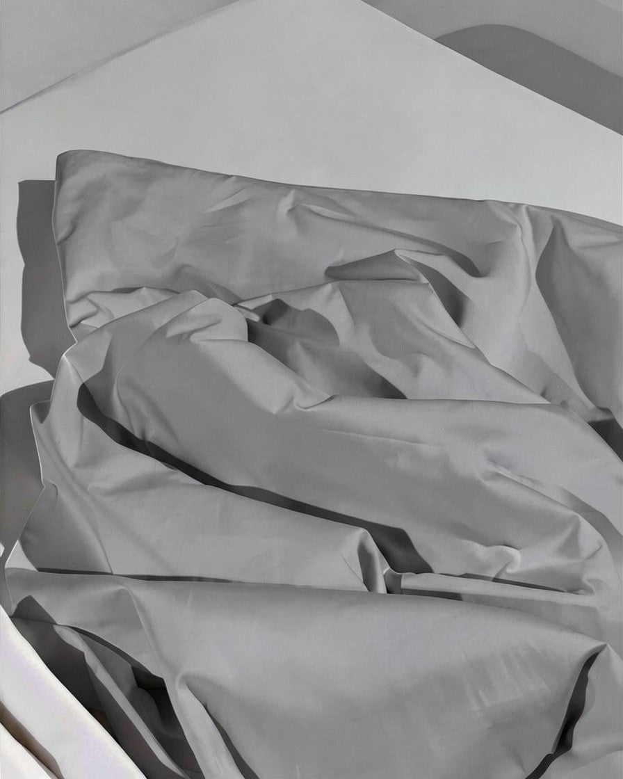 Capa de duvet Cozybed home em algodão 400 fios, cor cinza claro, com fechamento de botões.