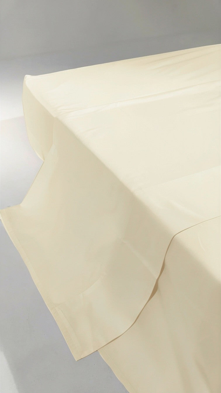Lençol sem elástico Cozybed Home bege claro 400 fios 100% algodão percal acetinado