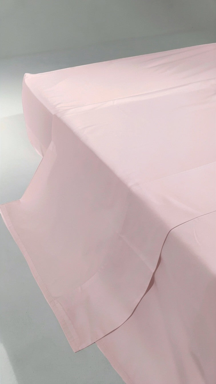 Lençol sem elástico Cozybed Home rosa claro 100% algodão 400 fios, toque acetinado e percal. Ideal para cama de solteiro a super king.